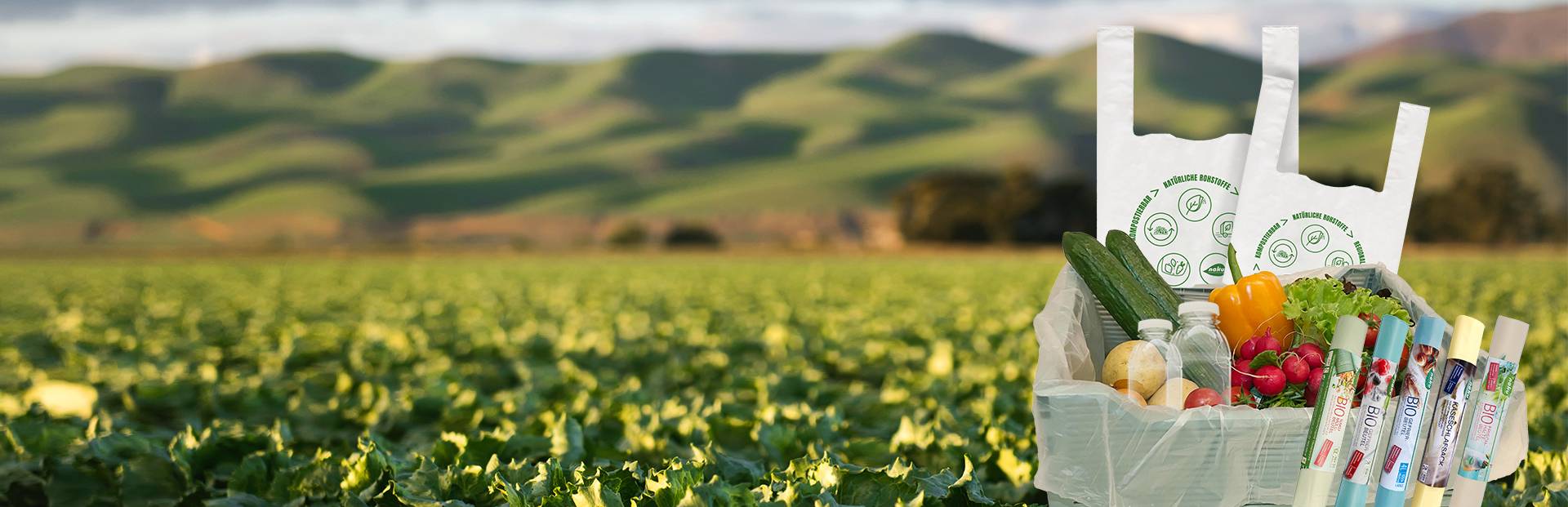 Verpackungen, Flaschen und Dosen aus Biokunststoff für Biobetriebe